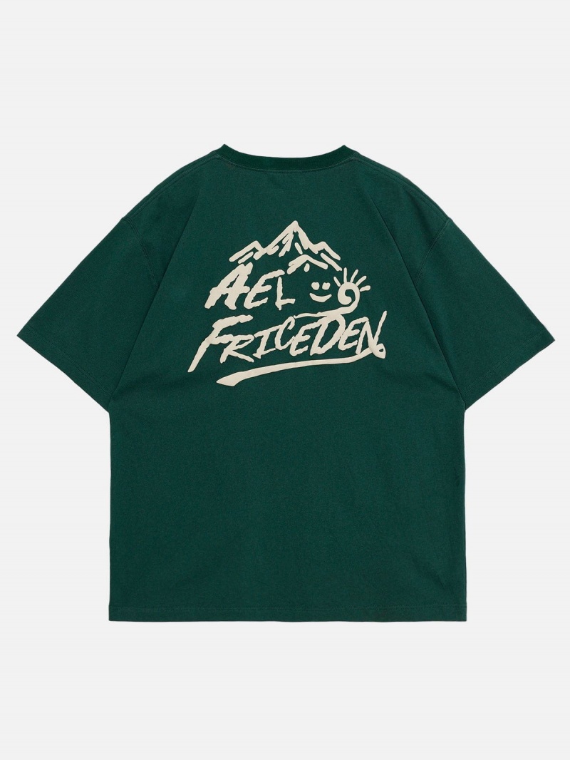 T Shirts Aelfric Eden Mountain Sketch Tee Vert | ONZ-21779123